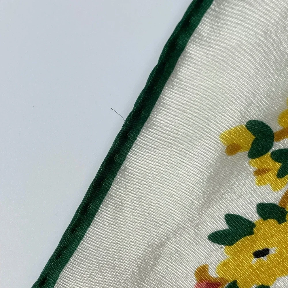 Vintage Oscar de la Renta Silk Scarf Floral Women Retro FLAWS White Colorful